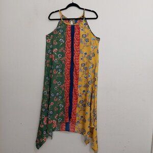 Mile  Gabrielle VTG Sleeveless Shift Hankerchief Dress Multicolor Mixed‎ Print M